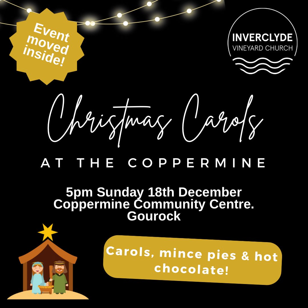 Just a reminder we don’t have a service this morning as we have our community carols event later on! Join us at 5pm at Coppermine Community Centre, Kirn Drive for an informal community event with Christmas activities, hot choc, mince pies and carols for all the family 🎄