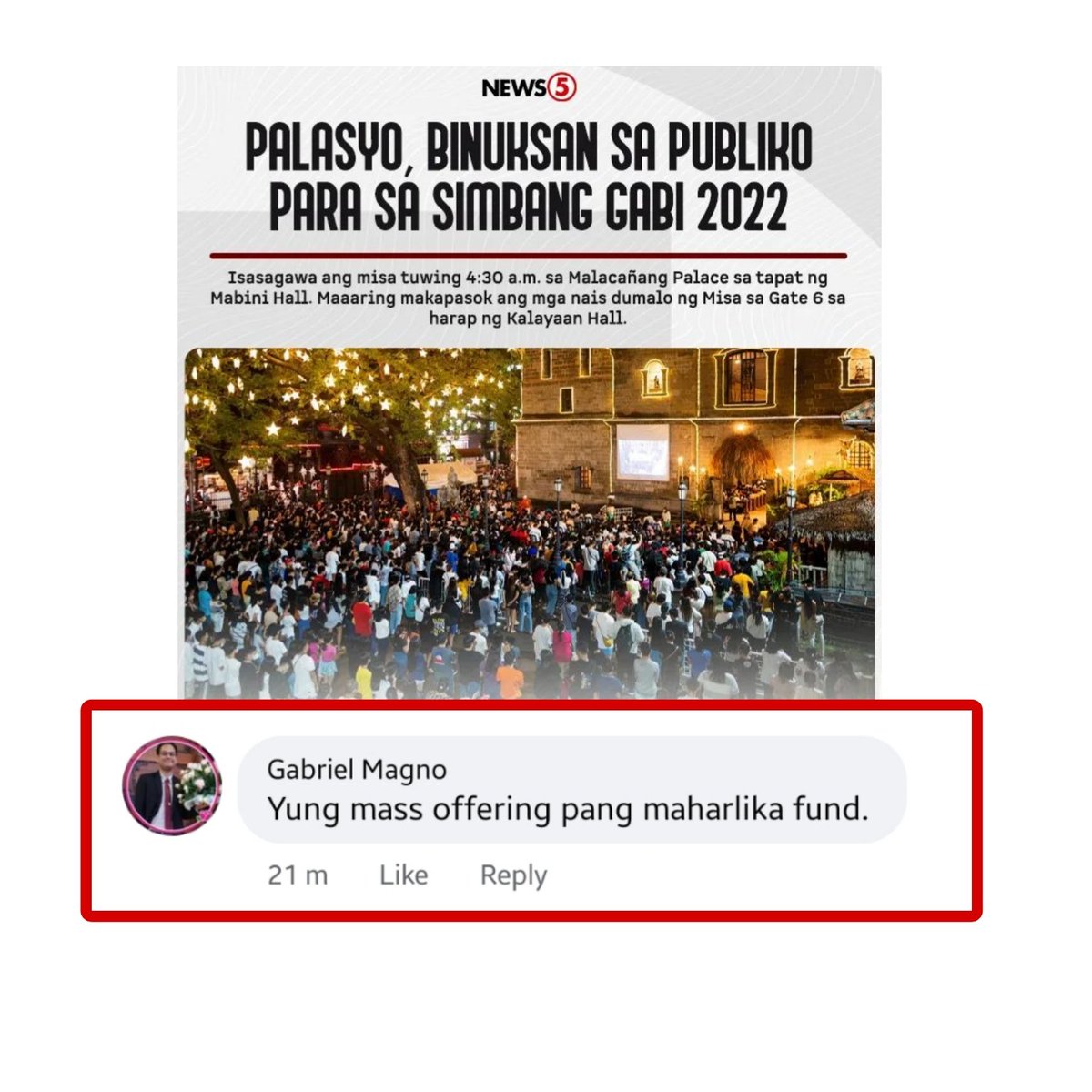 sabi na nga ba, pati simbang gabi sa palasyo bibigyan ng kulay ng mga kakamPINKS eh 🥱🙄