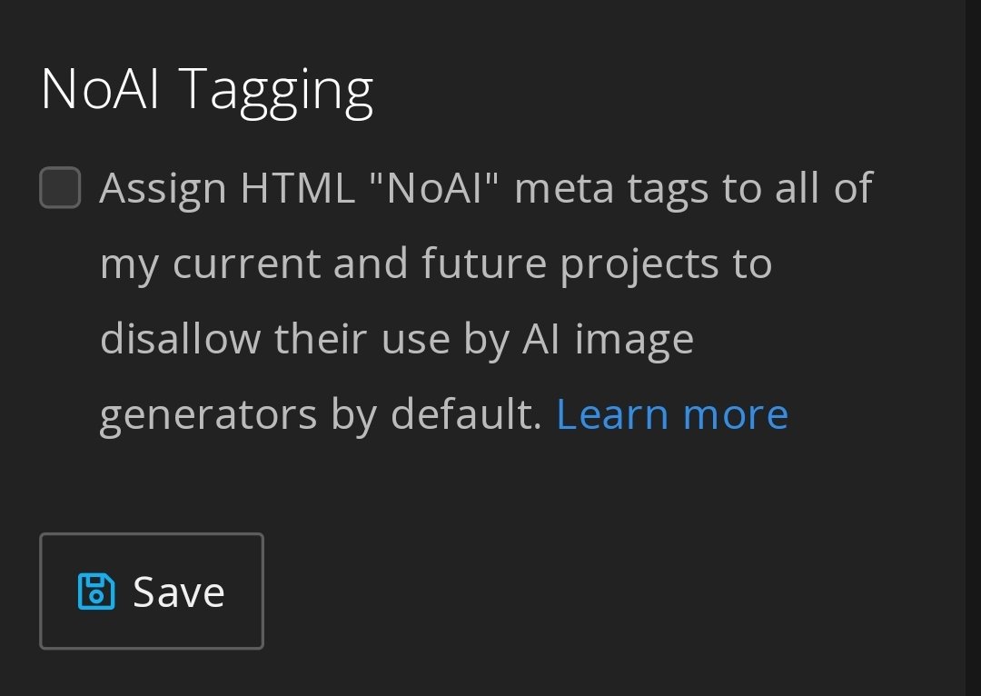 JoeTaylorArt's tweet photo. You can enable NoAI Tagging in your ArtStation settings if you want to prevent your projects being used by AI generators by default on all past and future projects. https://t.co/ycQmPagAu8