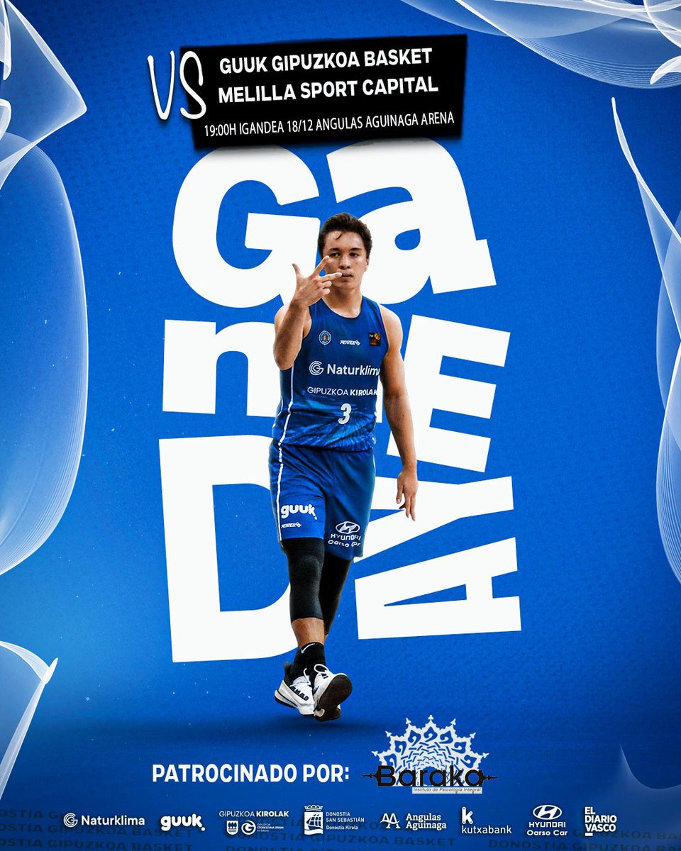 🏀 PARTIDA EGUNA!

🆚 <a href="/melillabcto/">Club Melilla Baloncesto</a>
⏰ 19:00
🏟 Angulas Aguinaga Arena 
🏆 J. 12 #LEBOro
⚽️ Final del mundial desde las 16:00
🍢 Pintxopote 1,5€

🎟️ venta.gipuzkoa.t2v.com/es/entradas/ve…

🧸 Recogida de juguetes con <a href="/CruzRojaGip/">Cruz Roja en Gipuzkoa</a>

#GuukGipuzkoa #SubeConNosotros