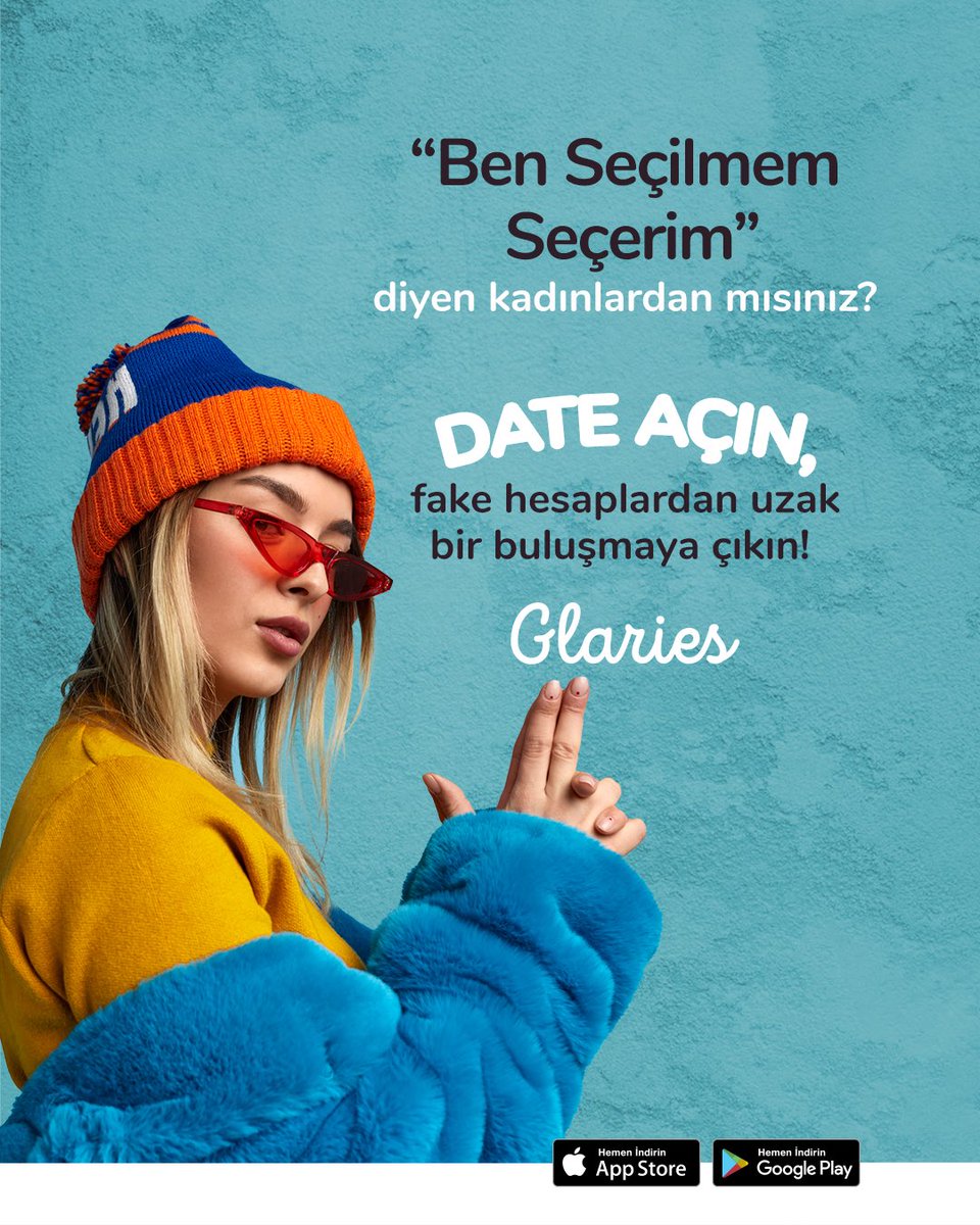 GlariesTurkiye's tweet photo. Seçilen değil, seçen kadınlardansan hemen Glaries’i indir ve date aç! Buluşma mekanını, yeri ve saati sen belirle 😎 Gelen başvurular arasından sana en uygun olanıyla date’e çık! 💕

#glaries #date #dateapp #datingapp https://t.co/VIHEXVwnzh