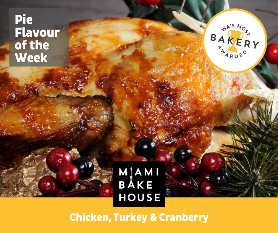 MiamiBakehouse's tweet photo. Tender pieces of chicken &amp; turkey breast, sauteed with garlic, onion &amp; white wine and traditional vegetables in a delicious cranberry gravy and a dash of fresh cream. Yum!
Wrapped in our signature flaky pastry and available until Monday, 26th December.
https://t.co/M3PiwEPKVO https://t.co/7YfajFTkvF