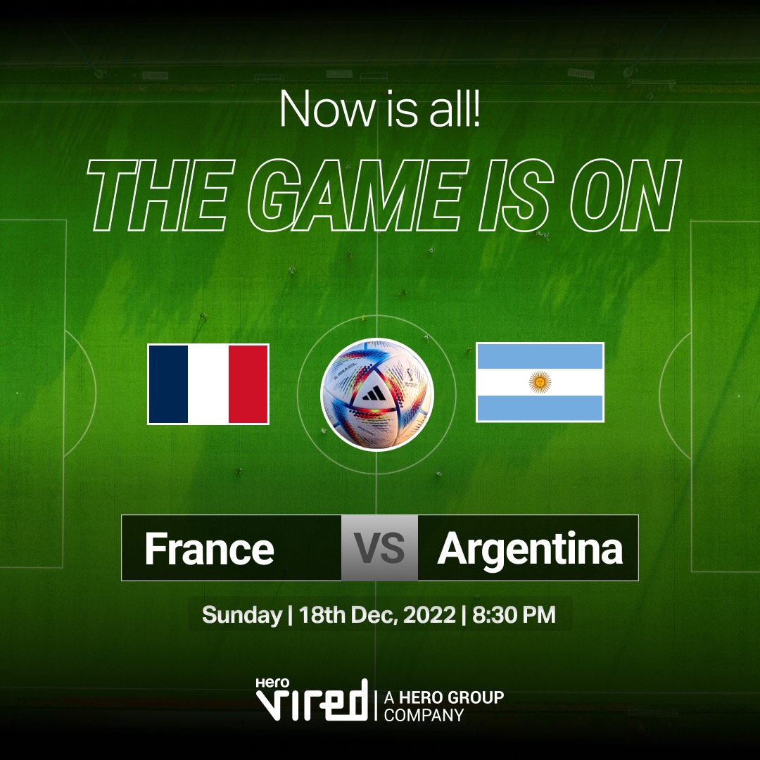 HeroVired's tweet photo. Time to watch excellence and skills at its best!
#Getvired #nowisall #fifaworldcup #fifa #fifa2022 #fifaworldcup2022 #football #footballedits #footballgame #footballskills #skills #france๐ซ๐ท #argentina๐ฆ๐ท https://t.co/NLkbuOgB13