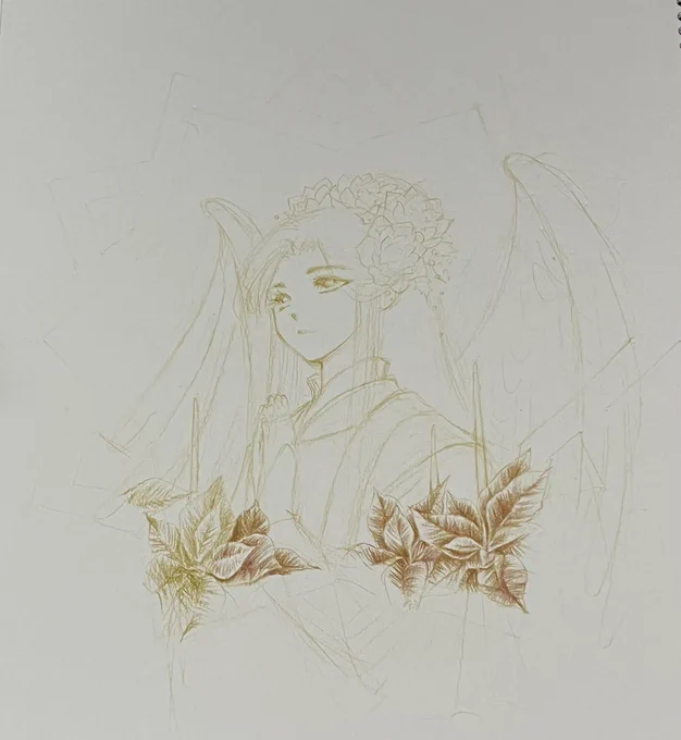 すぐ休みたくなる…もう無理ぃー_(:3 」∠)_ちなみに最終的に消えるところばっかり描いてる…(๑¯∇¯๑)ハハハお花だけでも描き終わりたい… 