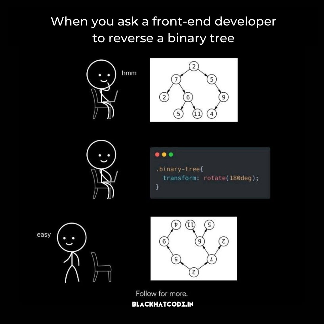 BlackhatcodeI's tweet photo. Front-end developer be like :- Work Smarter, Not Harder !!๐๐
#frontenddeveloper #backenddeveloper #androiddevelopment #employee #itservice #itservicescompany #motivation #donotgiveup #ITservice #website #websitedevelopment #mobileapplication #softwaredevelopment #blackhatcode https://t.co/Bam2fnSYH6
