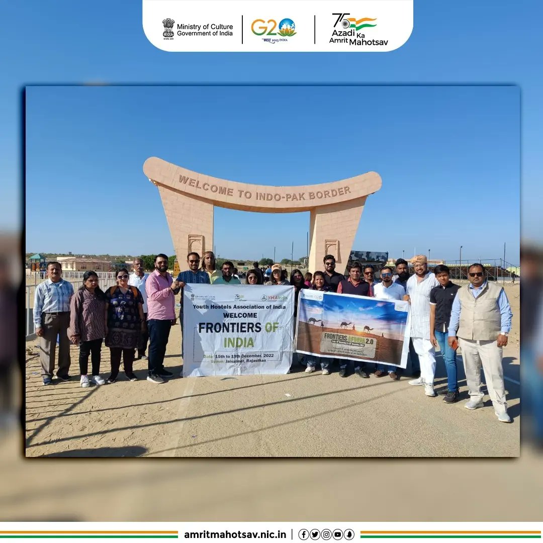 AmritMahotsav's tweet photo. The adventure continues in #Jaisalmer. Watch #FrontiersOfIndia 2.0 winners explore a unique borderland of India and connect with the culture, landscape & lifestyle of this historic dessert town
#AmritMahotsav #BordersOfIndia #MainBharatHoon @SpokespersonMoD @my_rajasthan https://t.co/ayUf1S31L0