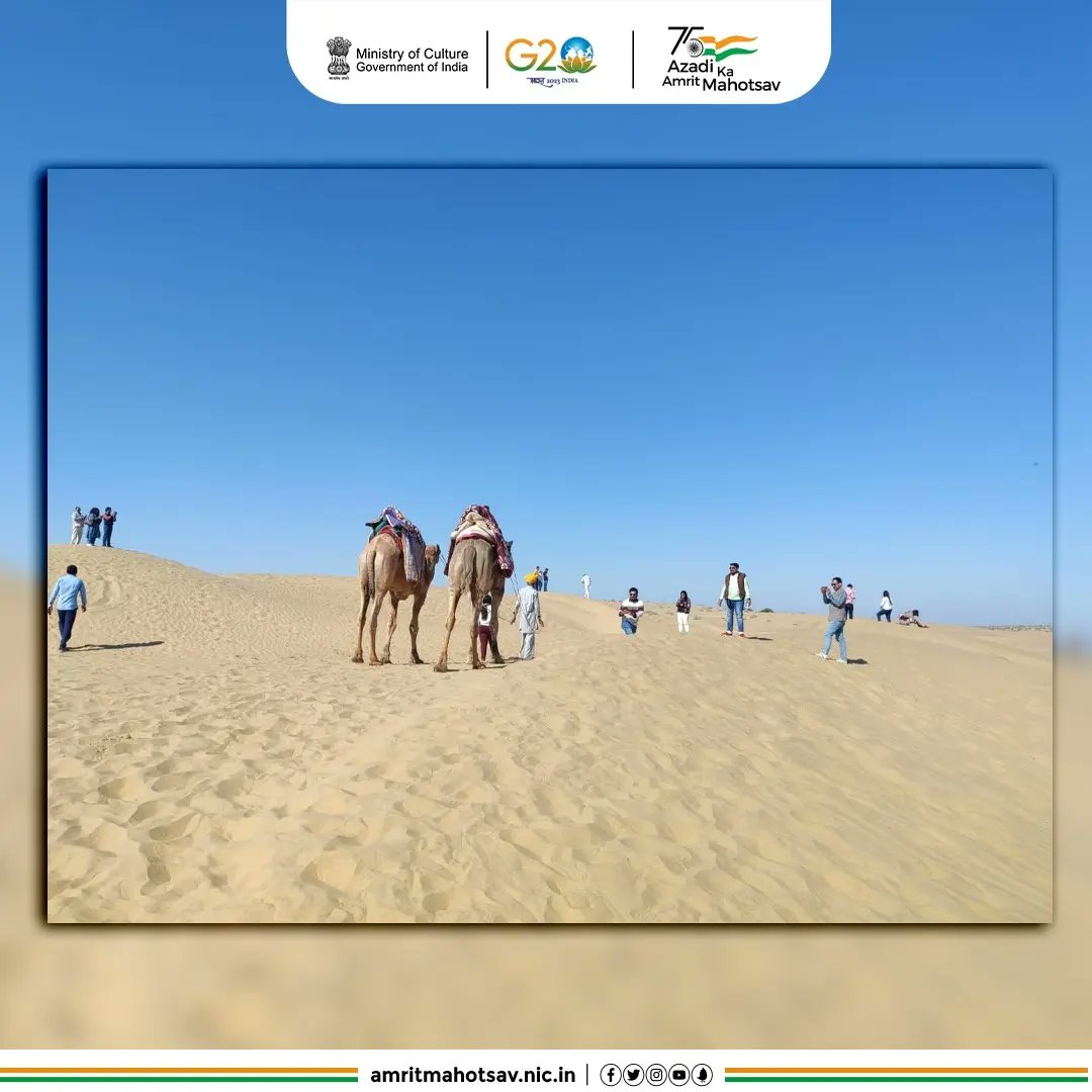 AmritMahotsav's tweet photo. The adventure continues in #Jaisalmer. Watch #FrontiersOfIndia 2.0 winners explore a unique borderland of India and connect with the culture, landscape & lifestyle of this historic dessert town
#AmritMahotsav #BordersOfIndia #MainBharatHoon @SpokespersonMoD @my_rajasthan https://t.co/ayUf1S31L0
