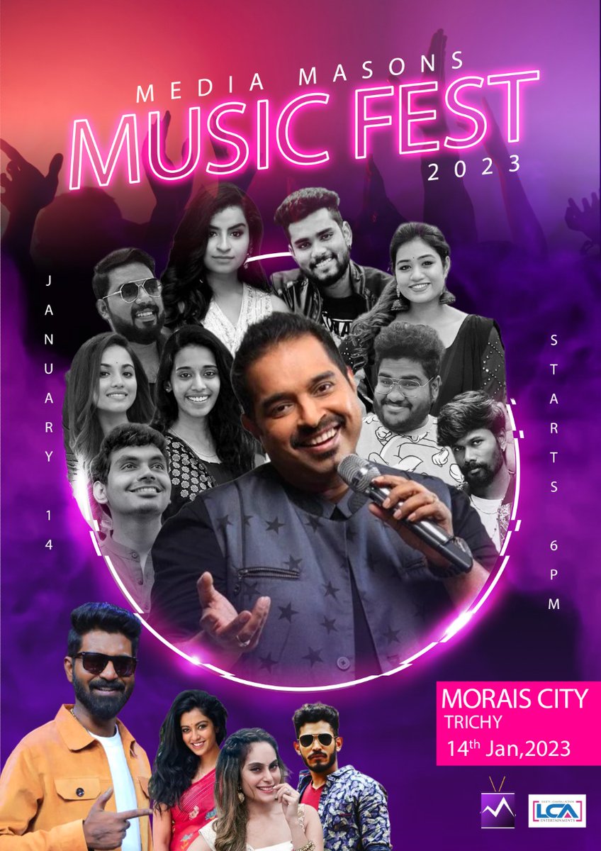 Our Young battalion of Sensational Singers would be performing with our very own Mani & Band😍 @Singer_Diwakar @sreekanth1810 @sivaangi_k @samvishal280999 @PriyankaNKOffl @Srnishajayase2 @maanasi_k @bharathkrajesh3 @IyenarJack @karthickdevaraj #musicfestival #mediamasons