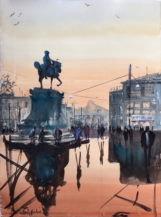 emin_fine's tweet photo. Gothenburg, Sweden, Kings's gate #art #konst #watercolor #Watercolour  #artgallery #sketch https://t.co/mIW590yxrI