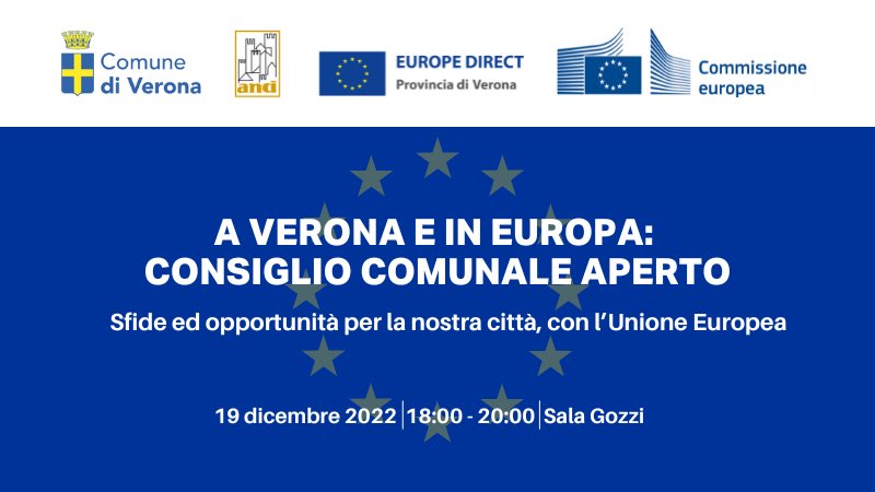 A #Verona 🗓️domani 19.12 🕦 dalle 18 alle 20:

Consiglio comunale aperto a cui tutti i cittadini possono partecipare, sul tema: "A Verona e in Europa: sfide e opportunità per la nostra città, con l'Unione europea”

Info 👉🏻 bit.ly/3YvMsyL