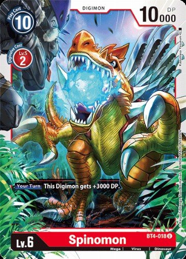 MunDigitalToday's tweet photo. Tras más tiempo del esperado (ya que hemos aprovechado para entrenar a Siriusmon), finalmente Bombermon ha acabado digievolucionando en Spinomon, el #Digimon dinosaurio más feroz. Original del #DigimonAccel, tiene cartas de #DigimonCardGame espectaculares
https://t.co/Sc0TgRnE6W https://t.co/KhNmg2ESg4