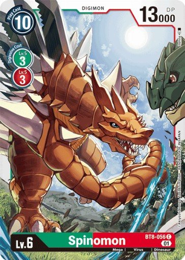 MunDigitalToday's tweet photo. Tras más tiempo del esperado (ya que hemos aprovechado para entrenar a Siriusmon), finalmente Bombermon ha acabado digievolucionando en Spinomon, el #Digimon dinosaurio más feroz. Original del #DigimonAccel, tiene cartas de #DigimonCardGame espectaculares
https://t.co/Sc0TgRnE6W https://t.co/KhNmg2ESg4
