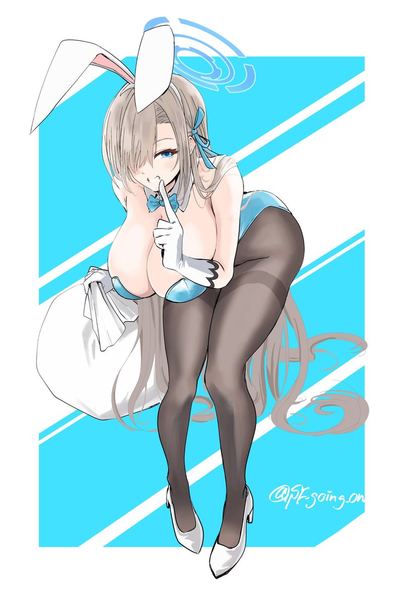アスナ(ブルアカ) ,アスナ(バニーガール) 「こっちは差分バニーの一ノ瀬アスナ#ブルーアーカイブ  #ブルアカ #BlueAr」|えすえふ/アネゲーのイラスト