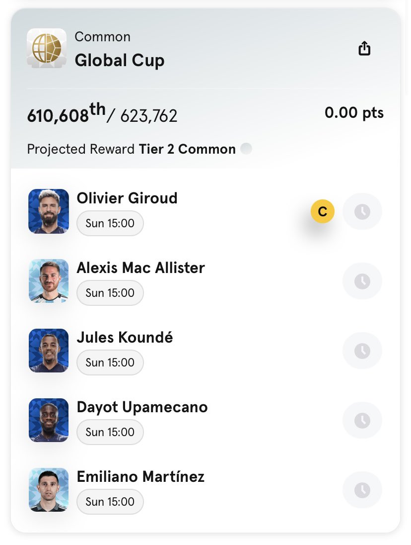 My team for the World Cup final! Hopefully an exciting game.
#ArgentinaVsFrance #WorldCup2022 #WorldCup #Qatar2022 #Sorare #FantasyFootball #fantasyworldcup #Messi𓃵 #FRAARG