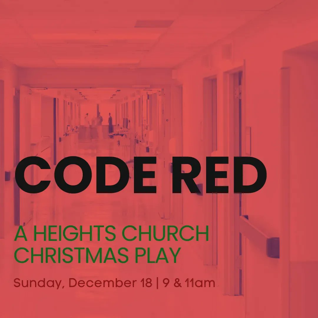 HeightsChurchSC's tweet photo. Join us this morning at 9am or 11am for our presentation of Code Red: An E.R. Christmas.
**Due to copyright license restrictions, this will not be live streamed. https://t.co/EED7m2ScWh