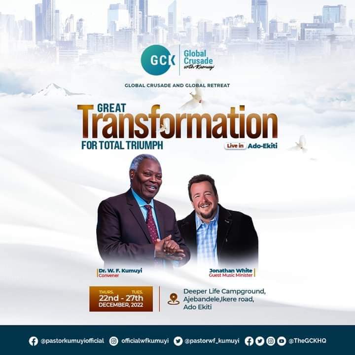 JoyOjodale's tweet photo. #kumuyi_liveinEkiti #GlobalCrusadewithKumuyiEkiti2022 #GCK_TransformationForTotalTriumph.
@pastorwf_kumuyi 
#DLConversations https://t.co/gi43VhXo48