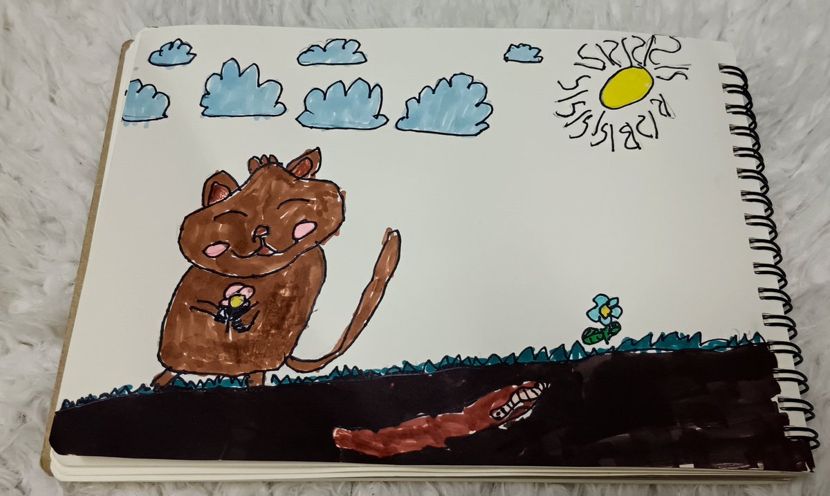 Kids sometimes draw unexpected things from their imagination.

I didn't expect the burrowing worms. 🤭

Maybe we can learn something from a kid's perspective on how they see the world and express them in their art.