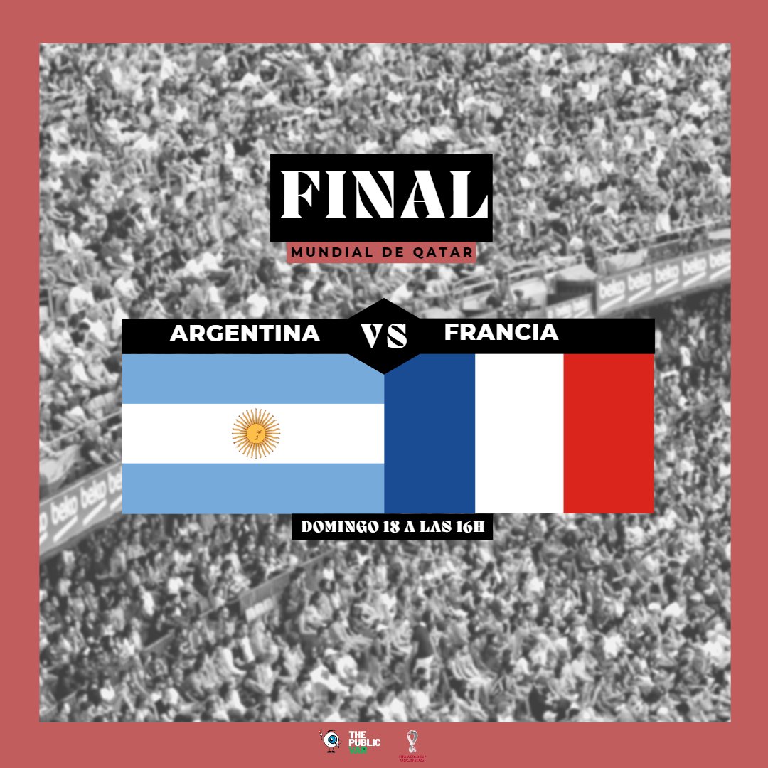¿Preparados para la final? 🇦🇷- 🇫🇷

¡El #MundialQatar2022  te está esperando en <a href="/thepublicvarapp/">Thepublicvar var</a>! ¿Cuál es vuestra porra?

📲 ¡Descárgate la app y participa en el partido! Disponible en iOS y Android a través del link de la bio.

#qatar2022🇶🇦 #final #ArgentinaVsFrance #Agentina