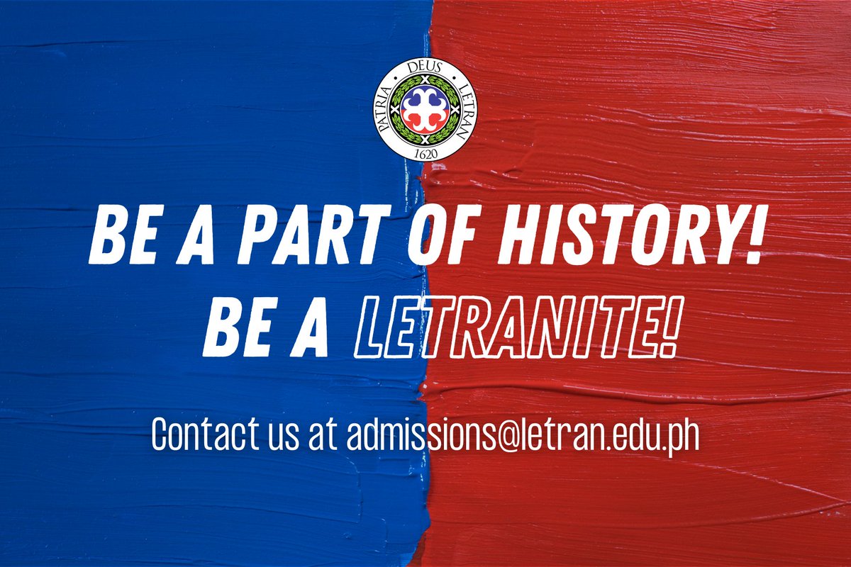 LetranOfficial's tweet photo. Be a part of history! Be a Letranite!

Check out our academic offerings here: https://t.co/PNfd0Q0ZKt

See you, Letranites!

#20thBanner
#LetranThreePeat
#KnightsForThree
#BELI3VE https://t.co/U8UaFwGJ4j