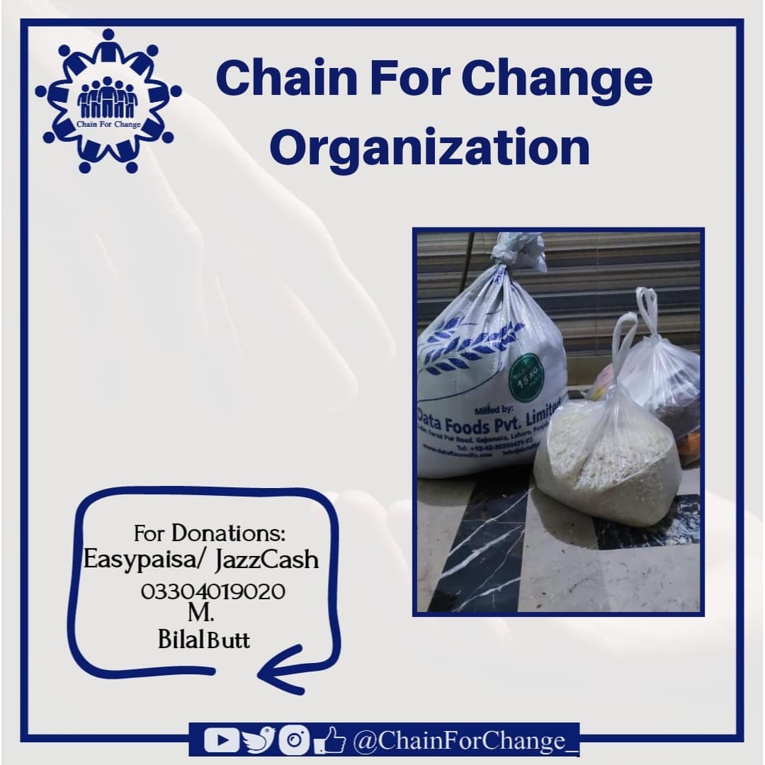 ChainForChange_'s tweet photo. AL HAMDU LILLAH 🌸
Ration Delivered to a deserving family in Gulshan Ravi. Have faith in #CFC so that we can work on our mission to bring positive change to society.
#ChainForChange https://t.co/ZofSYHP1lT