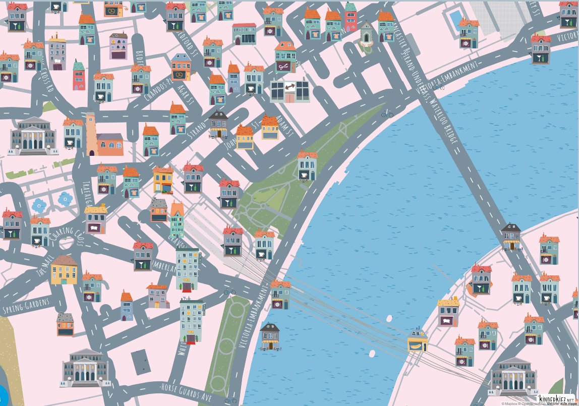NaoCasanova's tweet photo. KINDERKIEZ es una web que convierte mapas digitales en MAPAS PARA NIÑOS, que luego se plasman en alfombras, tapetes de juego o pósters.
Combina geodatos reales con las graciosas ilustraciones de la autora de libros infantiles Laura Bednarski.

https://t.co/dlpVHQzIPa https://t.co/A4A3HYV4Hs