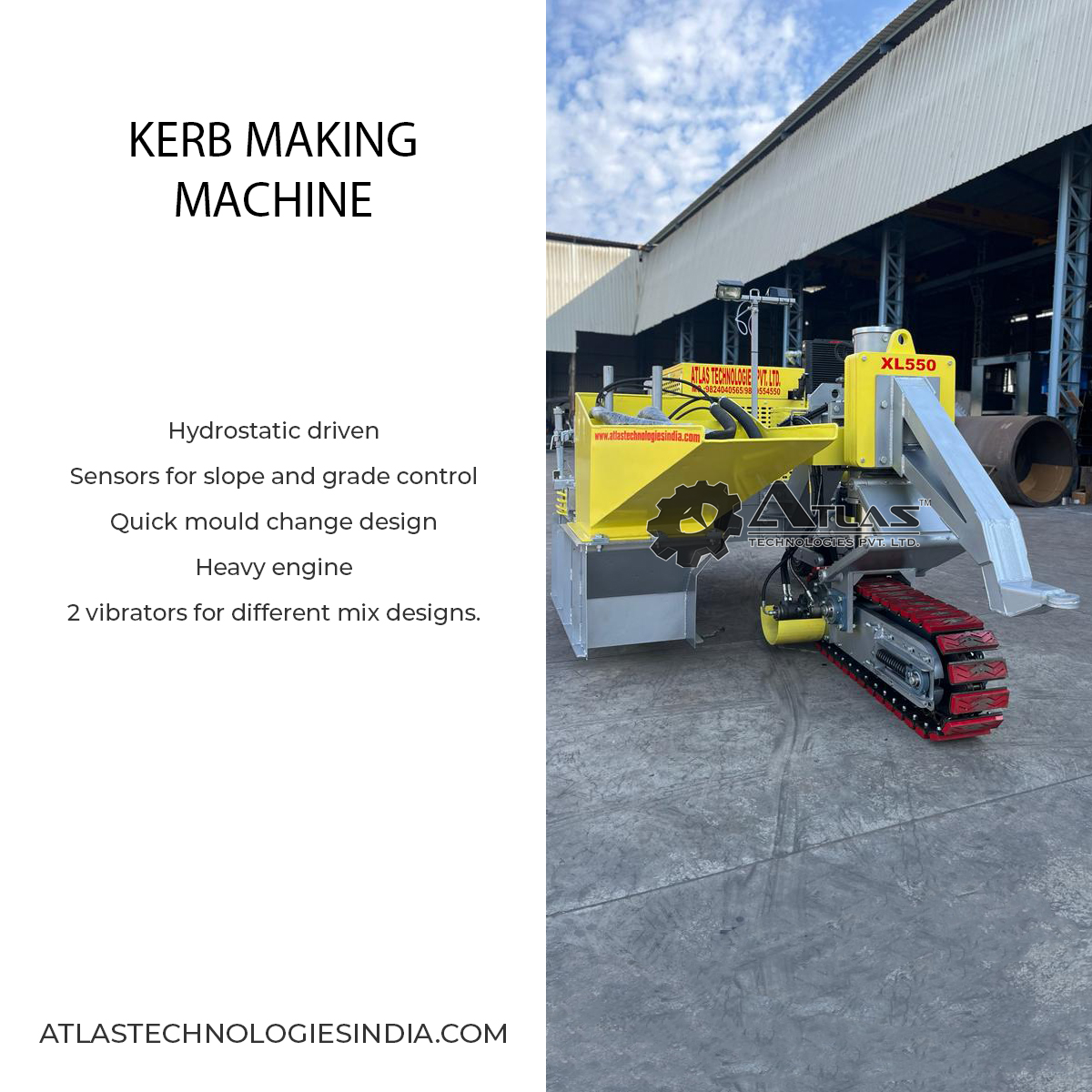 AtlasTechIndia's tweet photo. Kerb Making Machine export. https://t.co/fyzRidOBc5