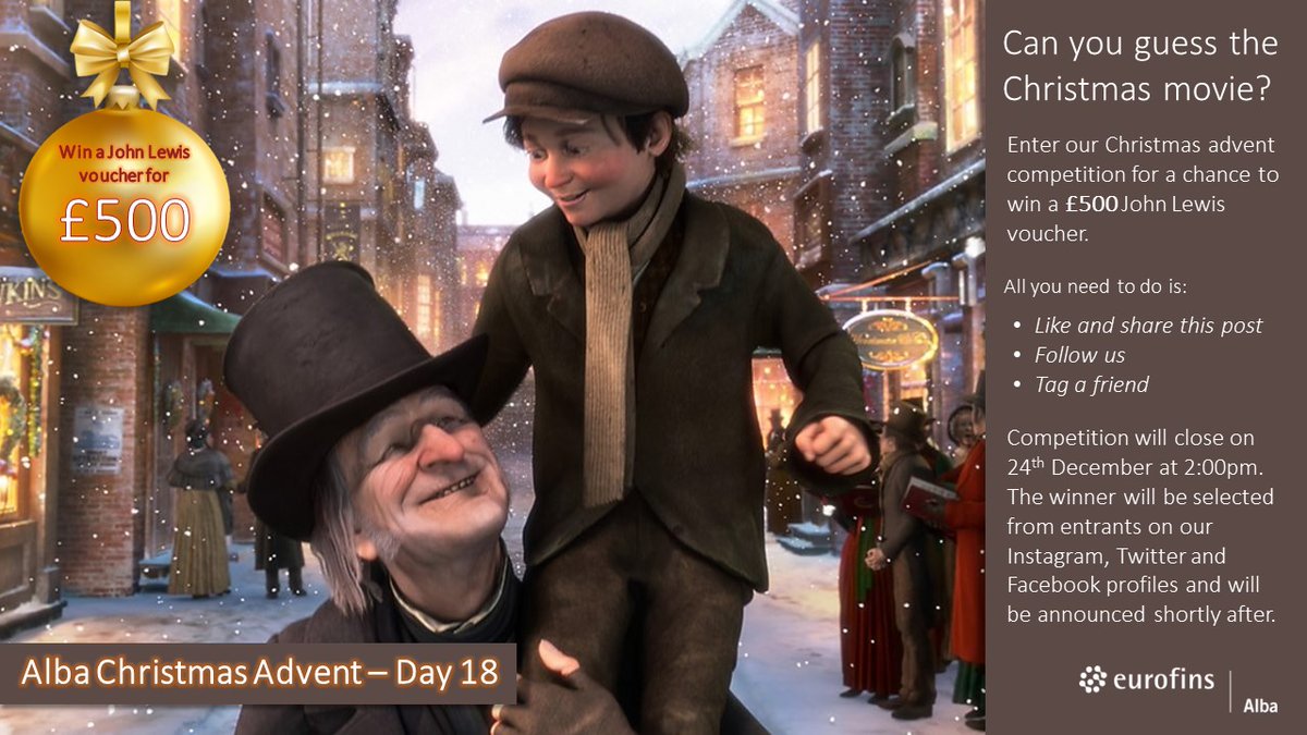 Day 18 of the Alba Advent competition. To be in with a chance of winning a £500 John Lewis voucher, all you need to do is: 
❄️ like and share this post
❄️ follow us on Twitter
❄️ tag a friend
The competition will close on Christmas Eve at 2pm, good luck everyone 🎅 #AlbaAdvent