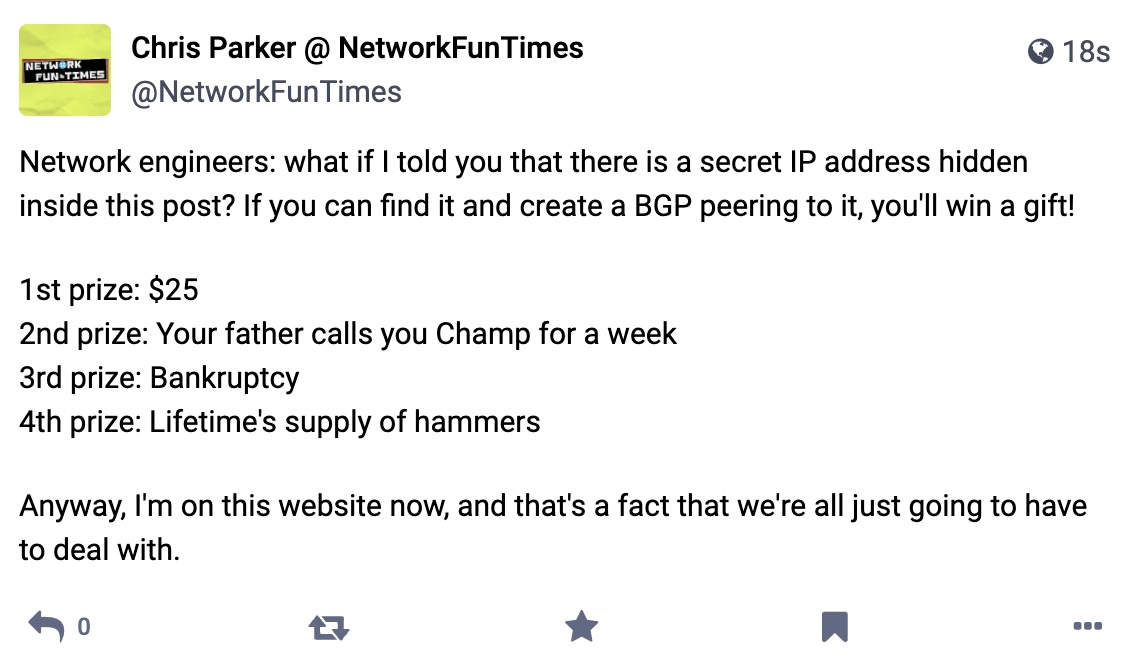 Chris Parker @ Network Fun-Times tweet media