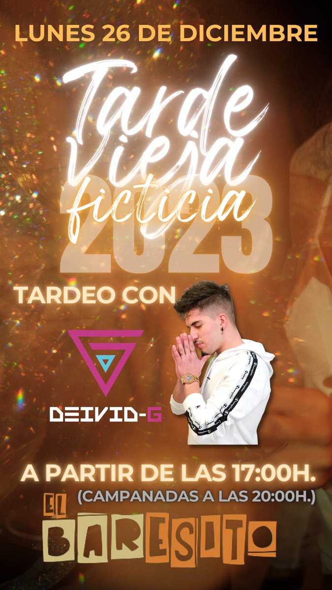 La tradición sigue, pero por la tarde que cae lunes😅🙌🙌🙌🙌
LUNES 26 DE DICIEMBRE TARDEVIEJA FICTICIA A PARTIR DE LAS 17H EN EL BARE, CON TARDEO DE GÜENO @officialdeividg
Y CAMPANADAS A LAS 20H

HAY QUE ESTAR PARA TODO!!😄👌🍻🍻🍻🍻🍻