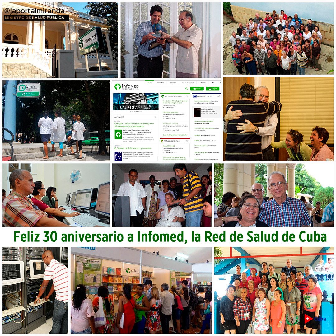 #Infomed, la red de Salud de Cuba que une a personas e instituciones que trabajan y colaboran para facilitar acceso a la información y el conocimiento desde nuestro sector, llega hoy al 30 aniversario. 

¡Felicidades, Infomed, han demostrado con creces su valía!
#CubaPorLaVida🇨🇺