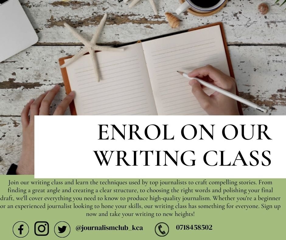 EdwinKimani__'s tweet photo. Improve your writing skills and become a better journalist with our writing class

Join our writing class and gain the skills and knowledge needed to produce high-quality journalism
#writing #journalism #KNOWLEDGE https://t.co/hVRfWTzdE7