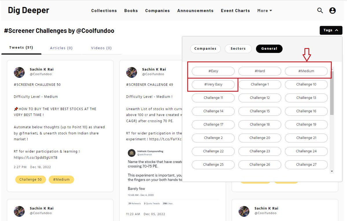 Shankar_19's tweet image. Hi friends👋

Here is the compilation of all the 50 Screener Challenges🔥 shared by @Coolfundoo on twitter

digdeeper.one/c/screener-cha…

You can also filter the Challenges based on the difficulty level- Very Easy, Easy, Medium Hard