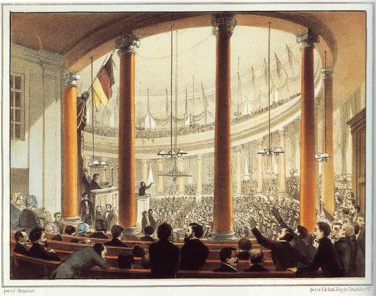 German National Assembly at Frankfurt, taken from https://en.wikipedia.org/wiki/German_Empire_(1848%E2%80%931849)#/media/File:Bilderrevolution0380.jpg