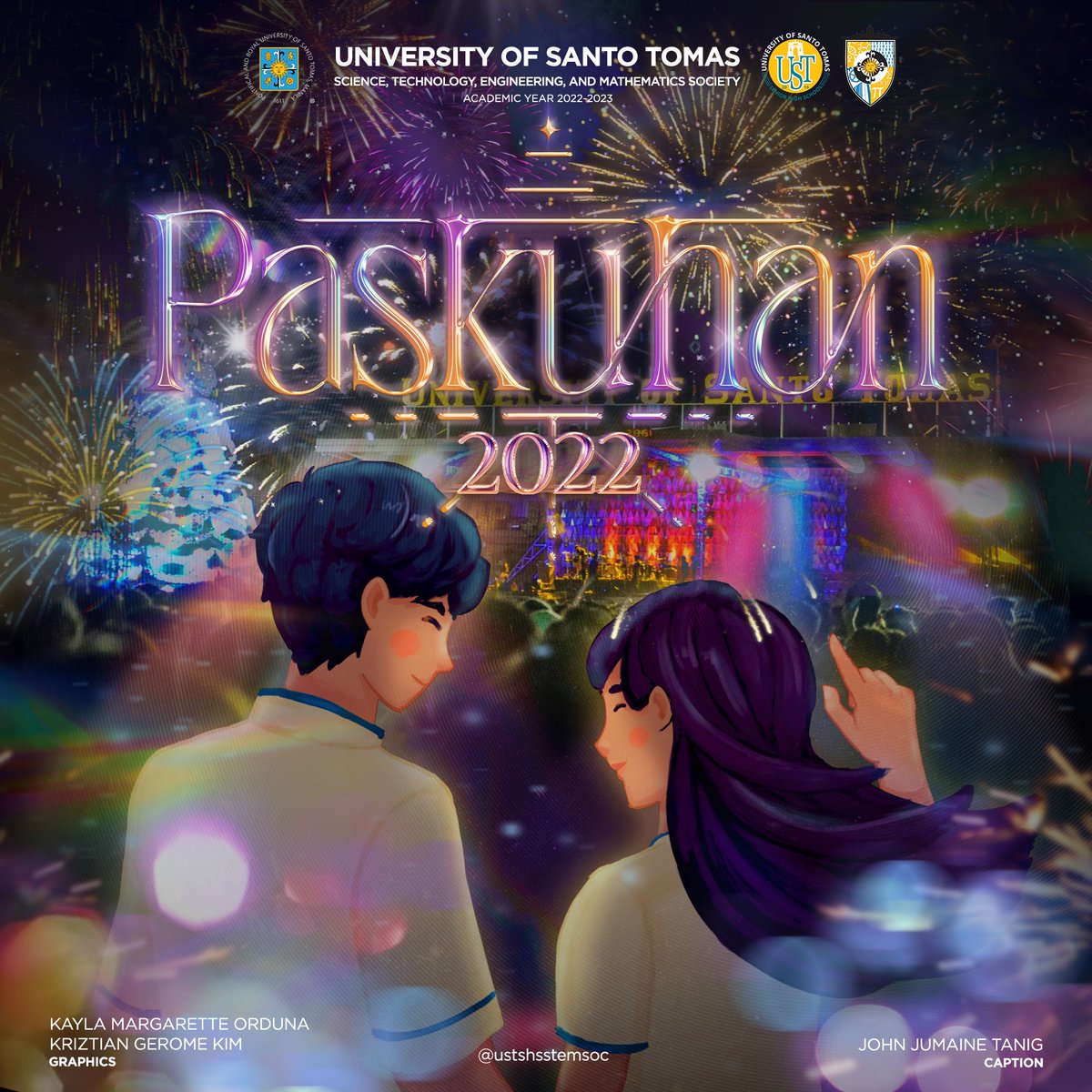 ustshsstemsoc's tweet photo. 🌟 Paskong Tomasino coming right up tommorow!

Thomasians will be filling up the Grandstand to celebrate the season of love, giving, and happiness!  

🎄 Let's sing, dance, and have fun tomorrow! We're excited to see you there. Keep safe and have a festive Paskuhan, STEMasinos! https://t.co/l9ZLDN0uI6