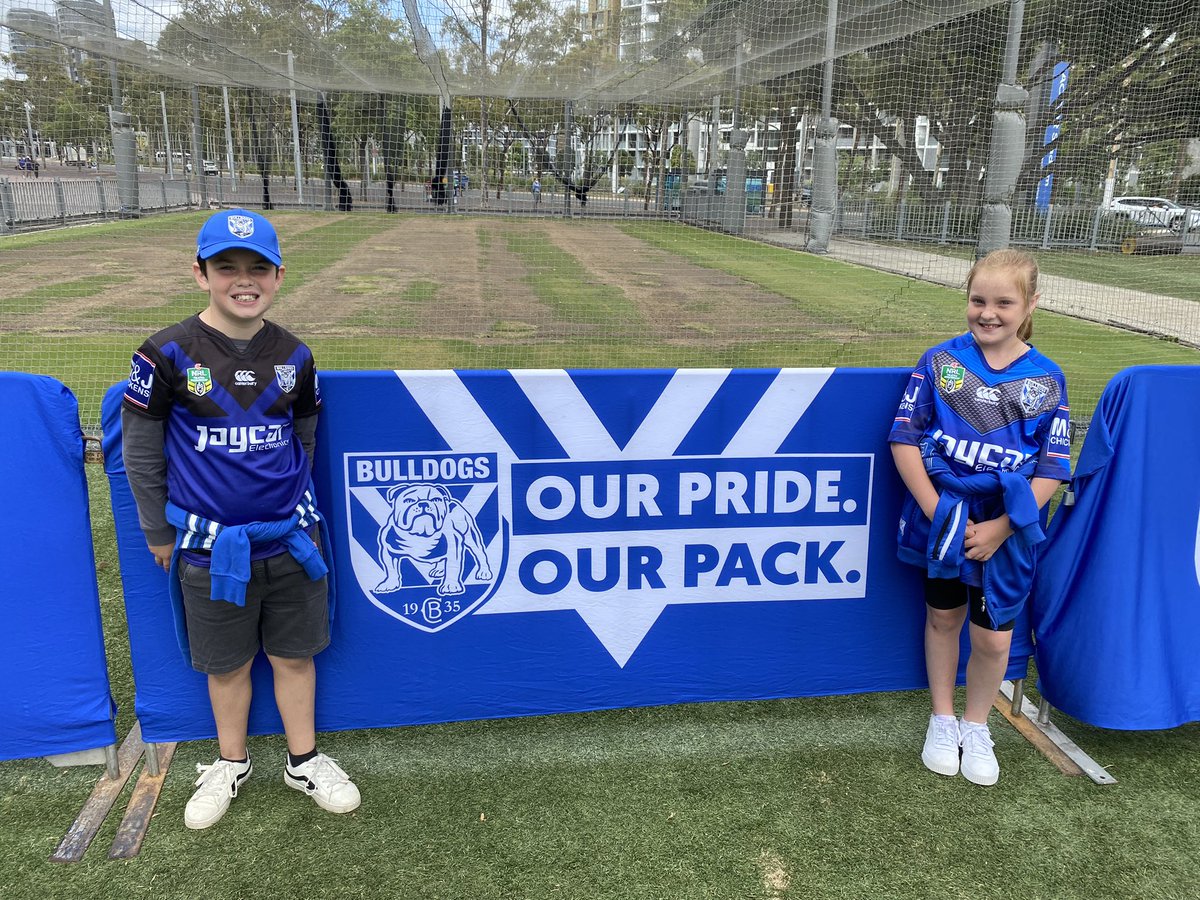 KennyC22's tweet photo. Great time had on Saturday with my 2 little 🐶 (son &amp; niece). 1st time members next year. Also a massive massive thanks to Big Ray for the special birthday video you made for my niece. You won’t truely know how much her day will be made come Thursday. @PhilGould15 @NRL_Bulldogs https://t.co/pMV4WzLtl0