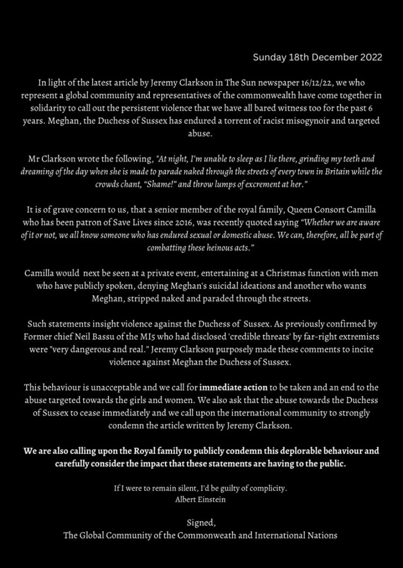 End the sexism, misogyny and racism against Duchess Meghan. Jeremy is one of Many, Camilla #Cowmilla has shown to be an abuser against Diana, her son and DIL. IT'S ENOUGH!!
#WeLoveYouMeghan #16DaysOfActivism #StopFundingHate #stopracism #StopRepeatingHistory