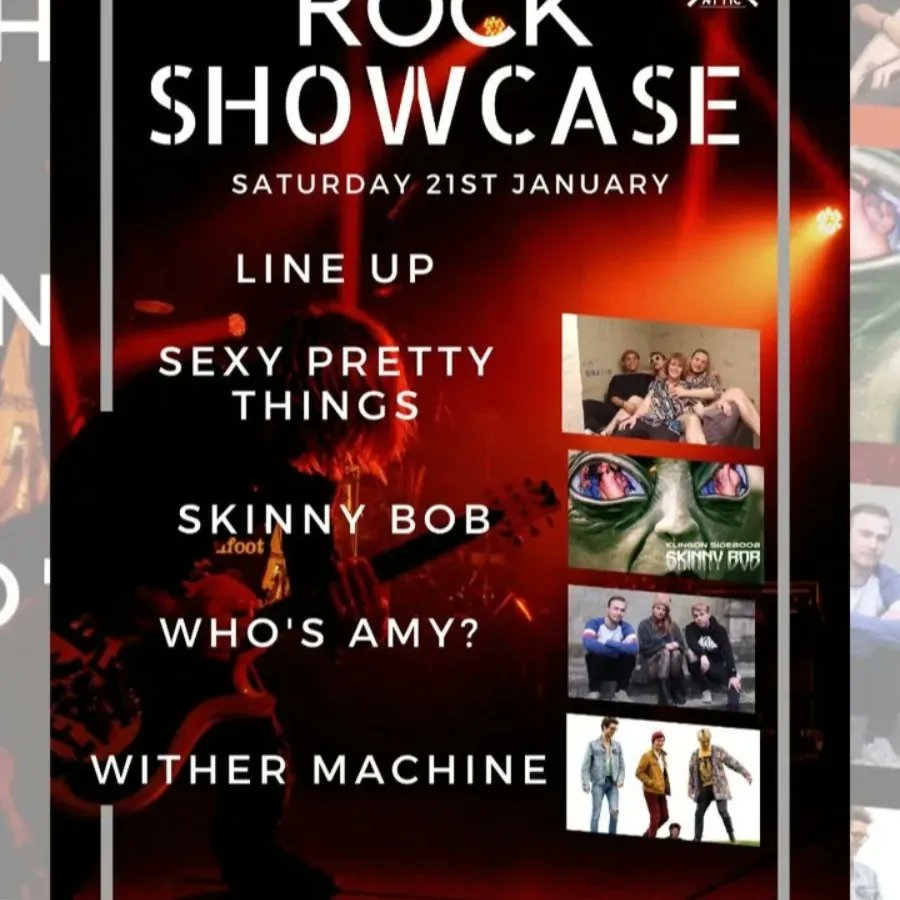 The Attic Southampton (@theatticvenue) on Twitter photo SAT 21st JAN is the Southampton Rock Showcase at The Attic <a href="/RiverStudios/">River Studios</a>
🤘👩🎤👨🎤 with <a href="/OfficialSPT/">Sexy Pretty Things</a>, Skinny Bob, Who's Amy? & <a href="/MachineWither/">Wither Machine</a> 🎸 Learn more & get tickets at theatticsouthampton.co.uk/products/sexy-… #southamptonmusic #southampton #rock SAT 21st JAN is the Southampton Rock Showcase at The Attic <a href="/RiverStudios/">River Studios</a>
🤘👩🎤👨🎤 with <a href="/OfficialSPT/">Sexy Pretty Things</a>, Skinny Bob, Who's Amy? & <a href="/MachineWither/">Wither Machine</a> 🎸 Learn more & get tickets at theatticsouthampton.co.uk/products/sexy-… #southamptonmusic #southampton #rock