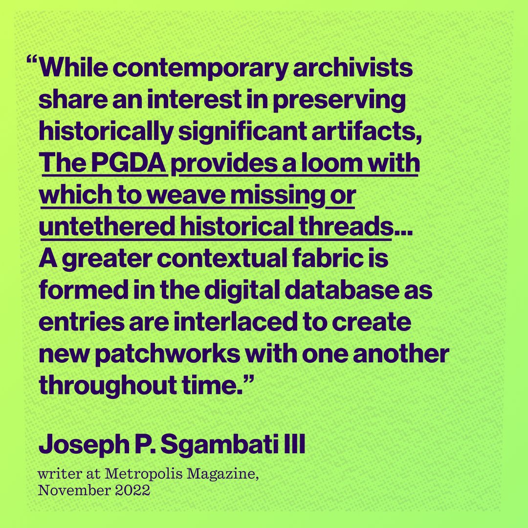 Looking for a Sunday read? The PGDA Co-Directors, <a href="/LouiseSandhaus/">Louise Sandhaus</a>
and Brockett Horne, sit down with @metropolismag writer, @jps_iii, to chat about The Archive since our September launch.

Read full piece here: metropolismag.com/viewpoints/the…