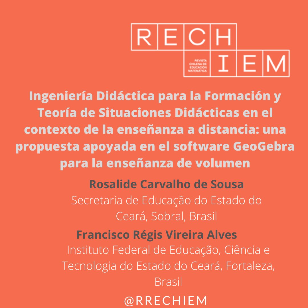 Invitamos a leer la propuesta didáctica del v. 14, n. 3 de <a href="/RRechiem/">Revista RECHIEM</a>   2022.
doi.org/10.46219/rechi…
#propuesta #didáctica #TSD #GeoGebra # enseñanza #volumen #ingeniería
