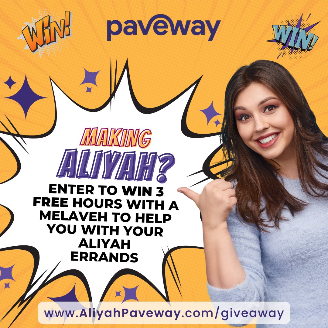 sslivko's tweet photo. CHANUKAH GIVEAWAY FOR OLIM AND WOULD-BE OLIM! 
  8 days.   8 winners. 
Win a free 3-hr. session with an Aliyah Paveway Melaveh*
*A Melaveh is like a big brother or sister in Israel who can get things done for you quickly and easily. 
Click here to enter: https://t.co/4BxnXZZIcM https://t.co/0q0tWb2KM9