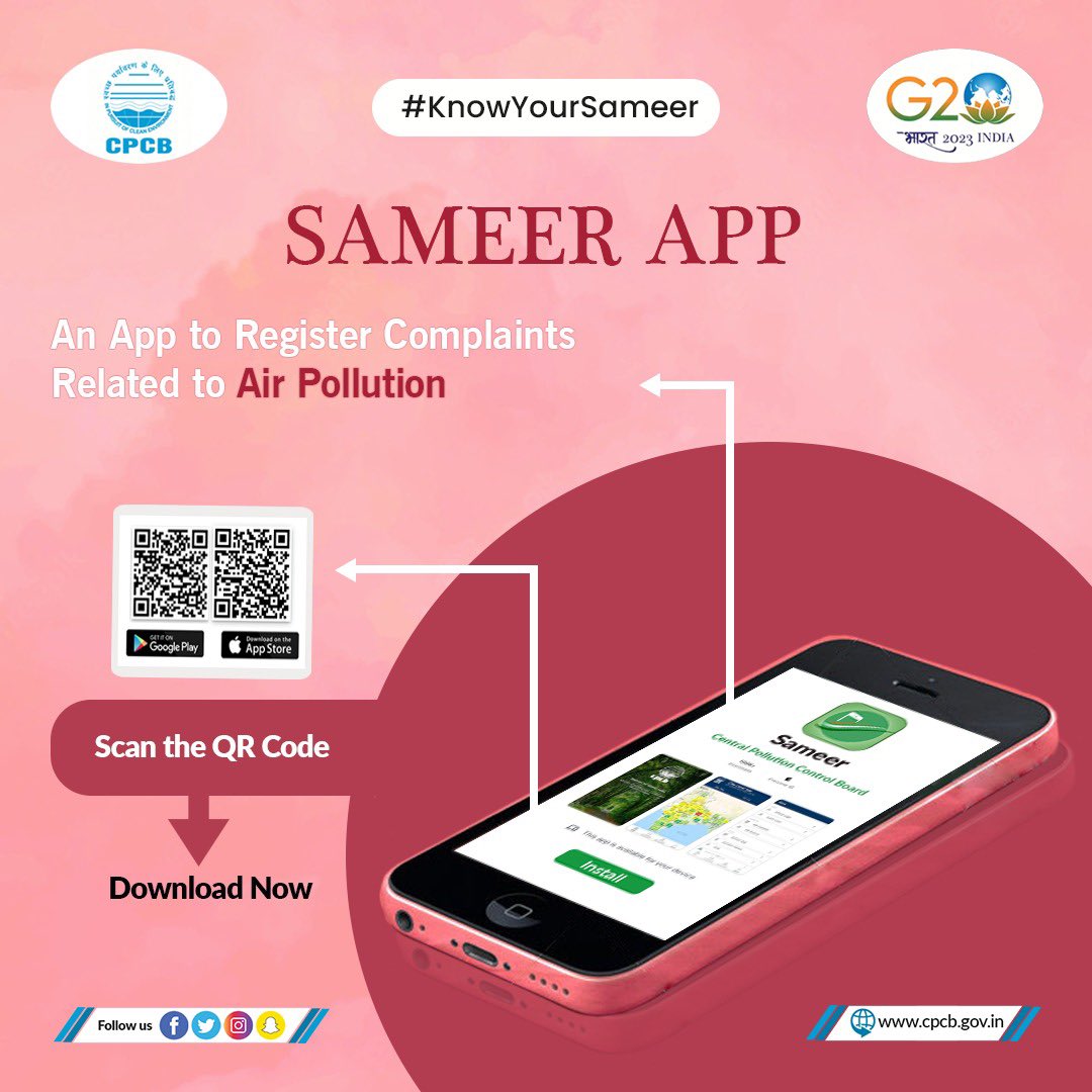 CPCB_OFFICIAL's tweet photo. #KnowYourSameer
Lodge your complaints related to air pollution on Sameer App now.
#ChangeToChange
#SameerApp @moefcc @byadavbjp @AshwiniKChoubey @DrGargava @mygovindia @PIB_India https://t.co/mfez7tPBsW