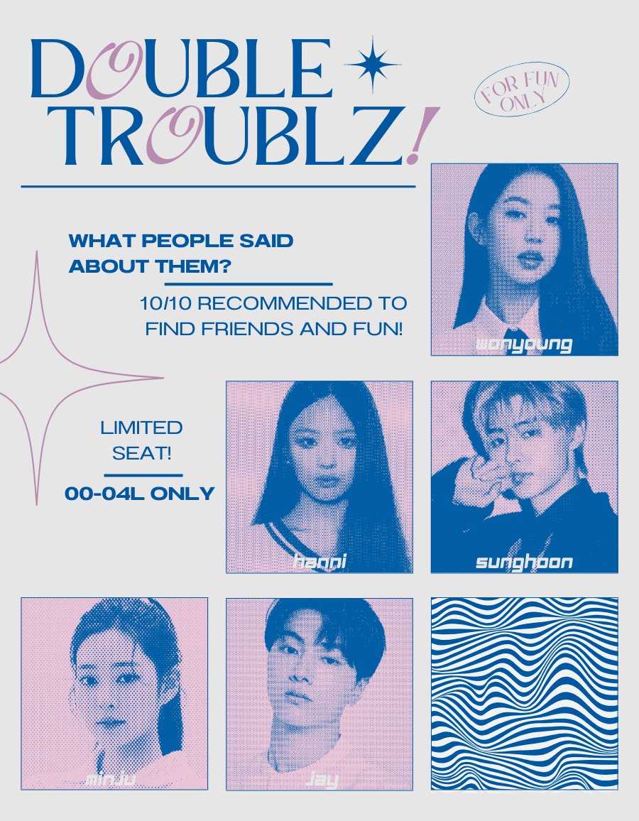 “..𝘩𝘦𝘳𝘦, 𝘤𝘰𝘮𝘦𝘴 𝘵𝘳𝘰𝘶𝘣𝘭𝘦!” ☎️‧₊˚ the urge to find more pals since we need to enliven our [for fun only] gdm is overwhelming. thus us, is calling all 00-04liner to be 𝑑𝑜𝑢𝑏𝑙𝑒 𝑡𝑟𝑜𝑢𝑏𝑙𝑧 new additions! come and drop yourself below if you are interested.★