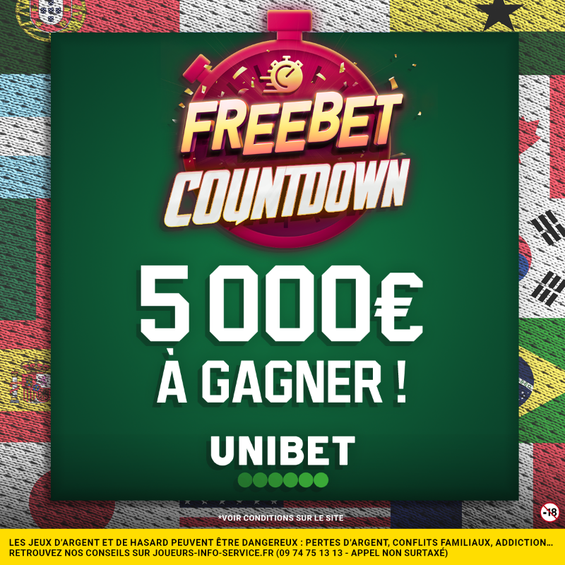 UnibetFrance's tweet photo. 🤑 PAS 1000 PAS 2000 PAS 3000 PAS 4000 MAIS 5000€ DE FREEBETS !!! 

💰 5€ pour 1000 joueurs par TAS 
⏳ Vous avez jusqu'à 15H
🎁 Bonus de 2 x 100€ si tu RT + #FreebetCountdown