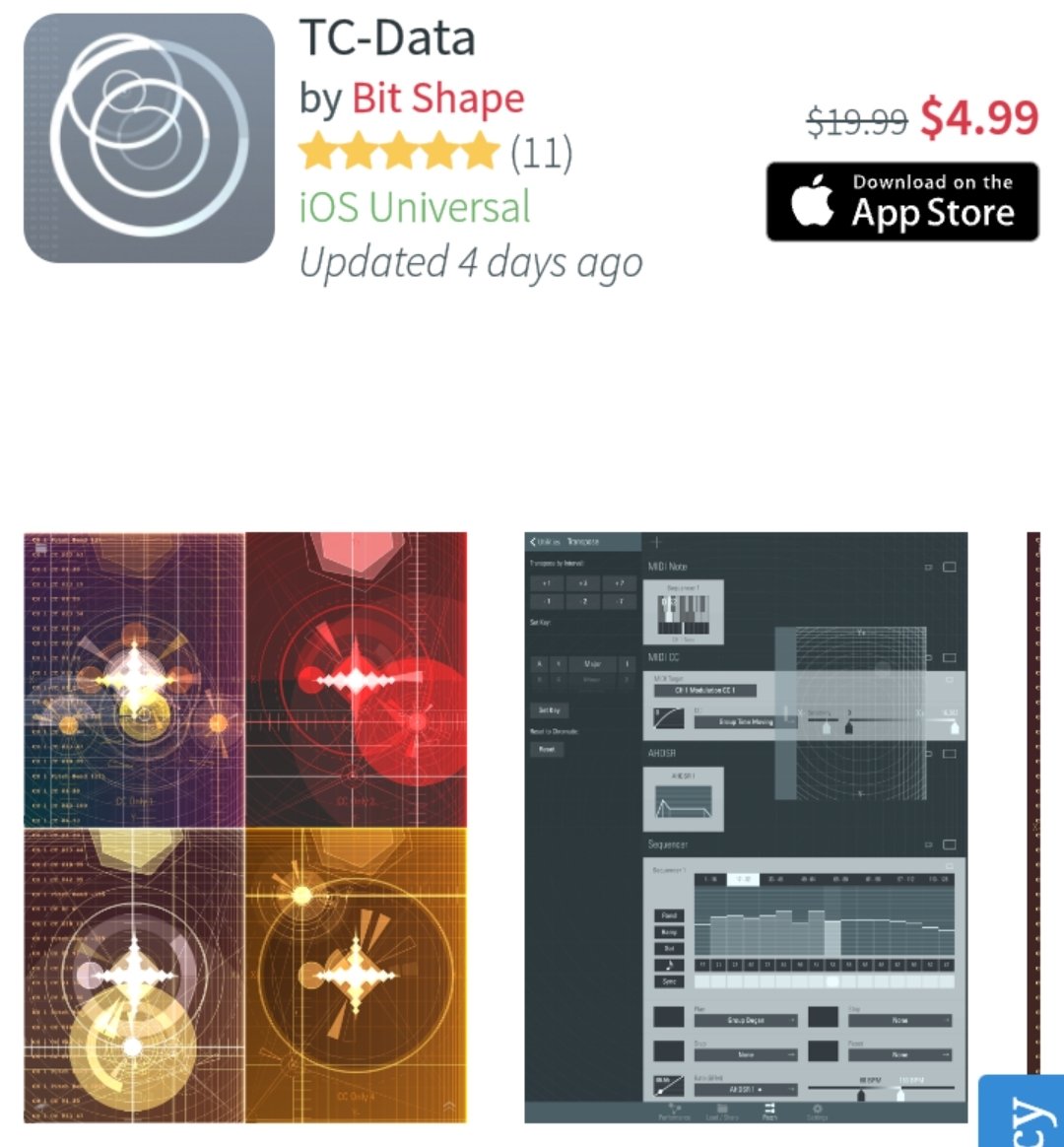 gavinski_s's tweet image. #TCData and #TC11 are only $5 bucks instead of the usual $25! Neither is AUv3s but they are among the most cutting-edge uses of touchscreen ever on iOS and worth a punt. Especially with stage manager on iOS 16 they are now easier to use alongside AUM, despite not being #AUv3