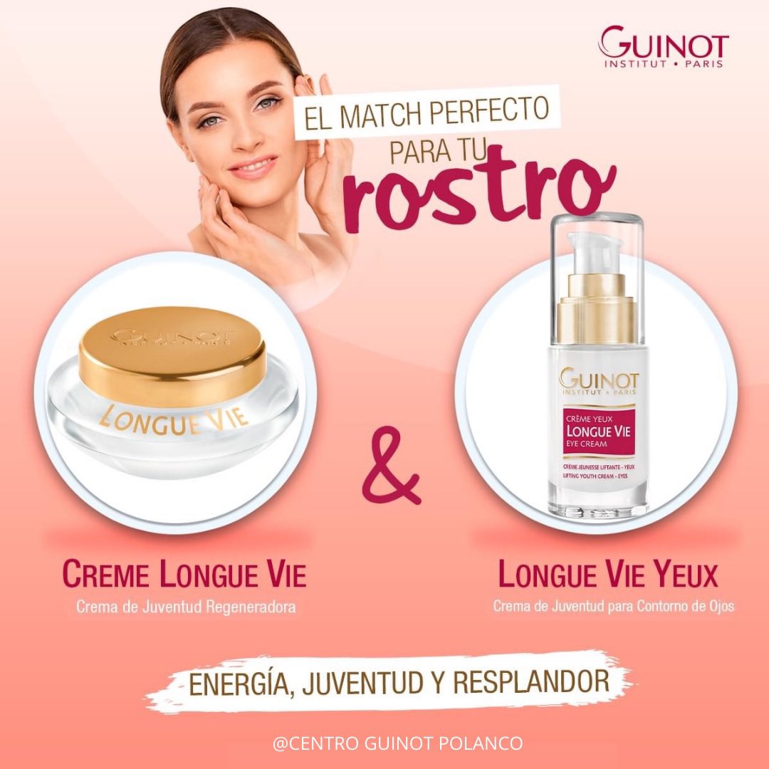 annellmartinez's tweet photo. 👩‍🦰 El match perfecto para el cuidado global de tu rostro contra los primeros signos de envejecimiento lo encuentras en Guinot.✨⁣
Crème Longue Vie  + Longue Vie Yeux, ¡le da energía, juventud y resplandor a tu rostro!⁣

Adquiérelas en :
Centro Guinot Polanco
WhatsApp 5535661034 https://t.co/DuKCg5e7yX