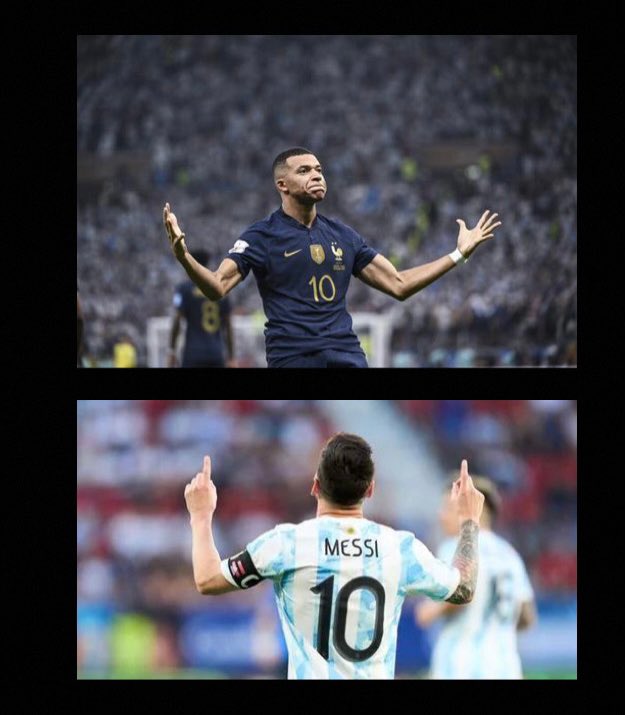 GoMechanicAcc's tweet photo. When you have two 10s, surely the deliveries are going be to unexpected 🔥

#Mbappe #Messi𓃵 #Messi𓃵day #ARGFRA #FIFAWorldCup #FIFAWorldCup2022 #Qatar2022 #QatarWorldCup #Argentina https://t.co/dShYAdA95F