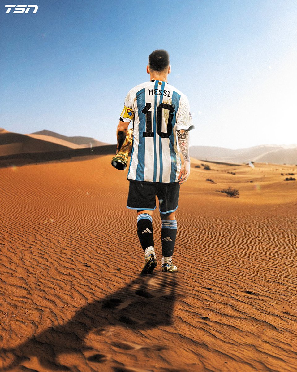 TSN_Sports's tweet photo. Leo Messi leaves Qatar with the World Cup in his grip! #FIFAWorldCup https://t.co/cqJW555six