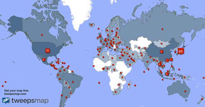 My followers are in Japan(53%), USA(10%)...
Get your map too:
https://t.co/o2JBcCkv96 