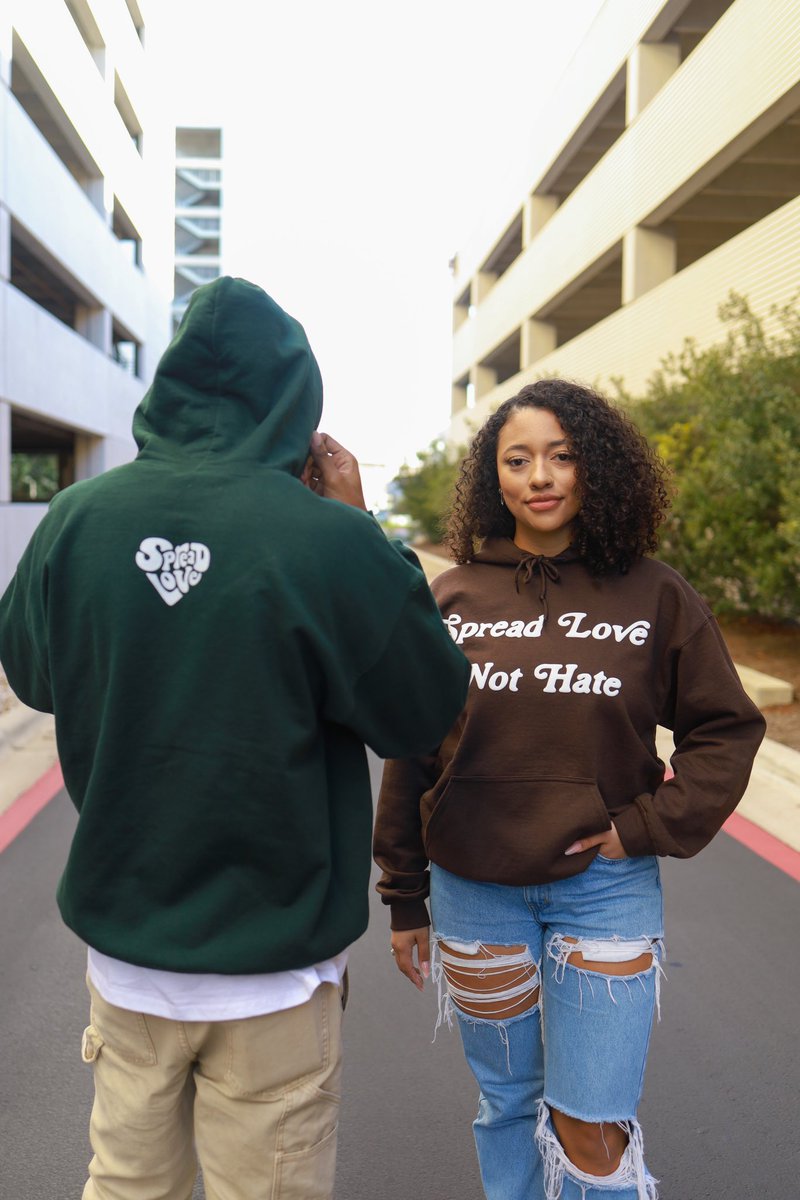 SpreadLoveinc's tweet photo. Our ‘Love Not Hate’ Collection is available NOW! The hoodies will be offered in 3 colors (Characoal Gray, Dark Chocolate &amp; Forest Green) with 3D puff printing! 
-Buy TWO get $10 Off❤️ https://t.co/ep7ds557dG