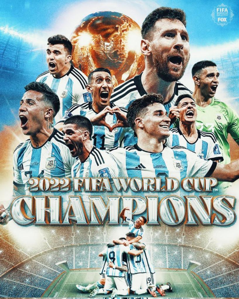 Finally champion 🏆 of the world #Argentina. 
Great game and superb fight #france #FIFAWorldCup #WorldCup #Messi
#Messi𓃵day